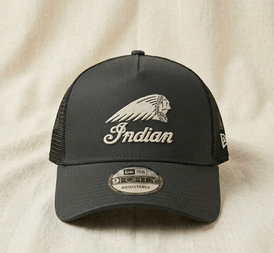 Indian Motorcycle Trucker Hat Black Mesh Adjustable Cap