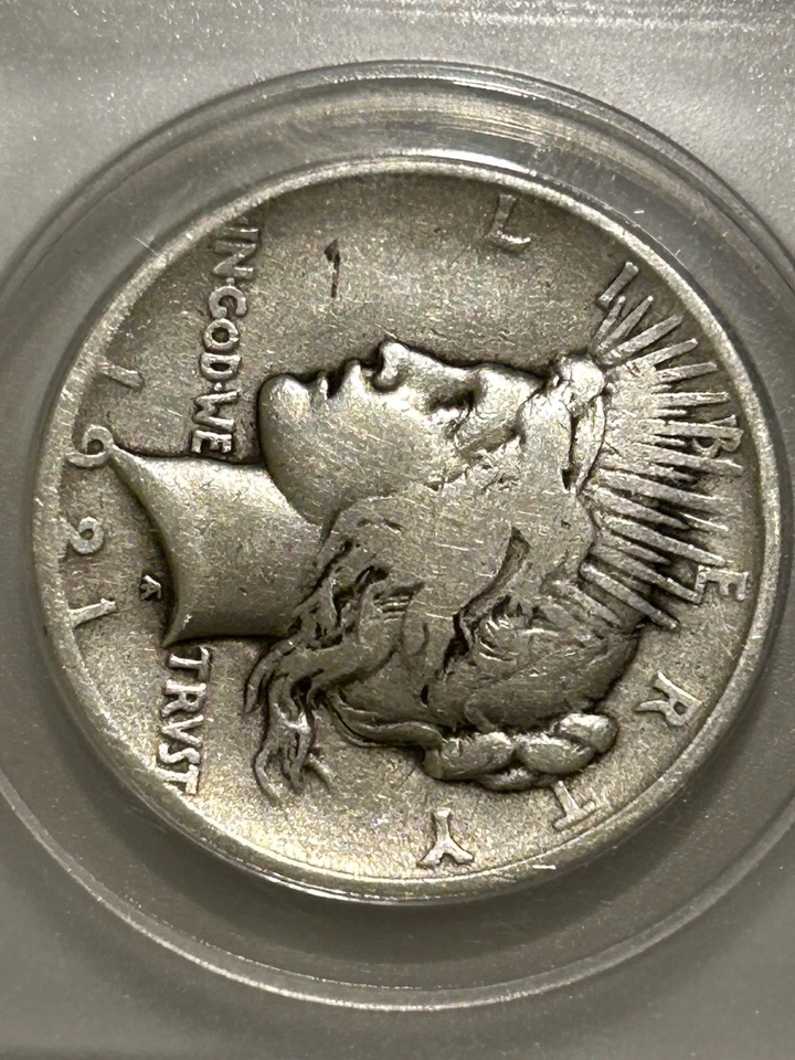 1921 Peace Silver Dollar ANACS F12 Key Date Peace/ High Relief - Image 4 of 4