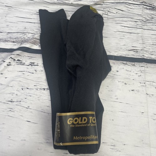 NOS Gold Toe Men's Metropolitan Over the Calf Black Dress Sock Size 10-13 - 第 1/6 張圖片