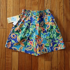 Vtg Bright Tropical Floral Hawaiian Shorts S Surf Beach Retro Patterned Festival