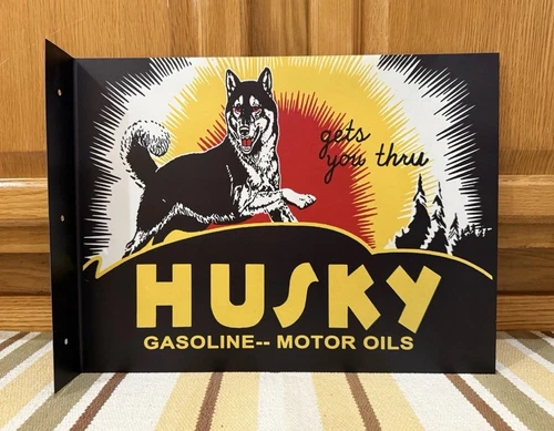 Husky Gas Motor Oil Flange Sign Parts Tools Garage Vintage Style Wall Decor