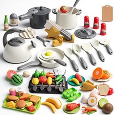 105Pcs Kids Kitchen Toy Accessories, Toddler Pretend BBQ Camping Cooking Play...