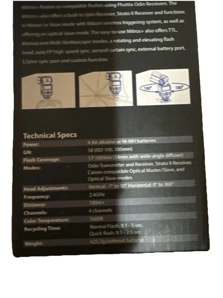 Phottix Mitros+ TTL Transceiver Flash for Nikon – New in Box - tested! - Image 2 of 4