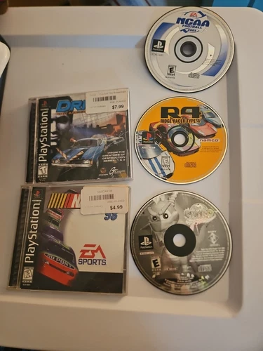 Sony Playstation 1 PS1 5 Game Lot R4: Ridge Racer Type 4, Spyro, NCAA 01, Drive