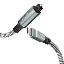 10ft USB C to Toslink Digital Optical Audio Cable, SPDIF Fiber Optic Adapter for