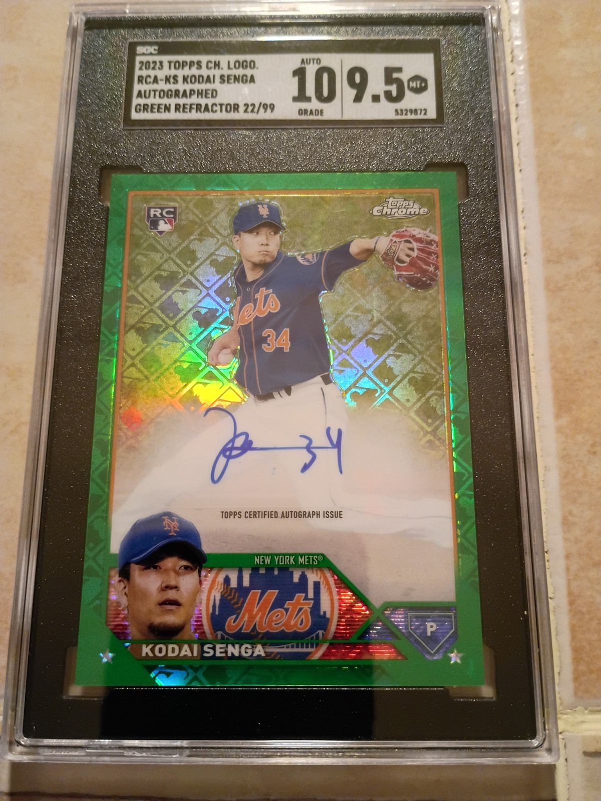 2023 Topps Chrome Logo Green /99 Kodai Senga RC Auto