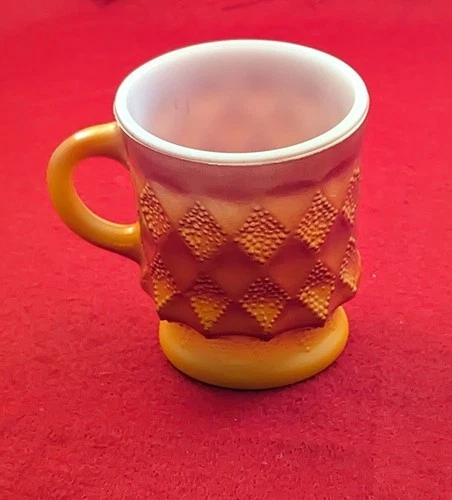 Anchor Hocking FIRE KING Coffee Mug Kimberly Diamond Brown-Reddish Orange USA