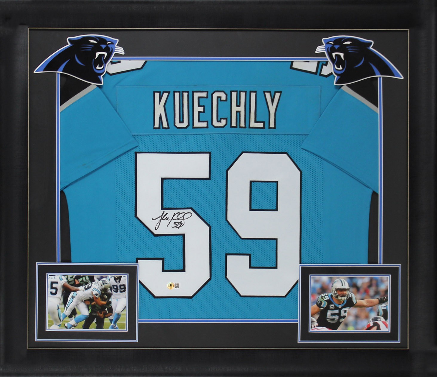 Luke Kuechly Autographed Signed Carolina Panthers Authentic Blue Pro Style Framed Jersey BAS Witnessed 