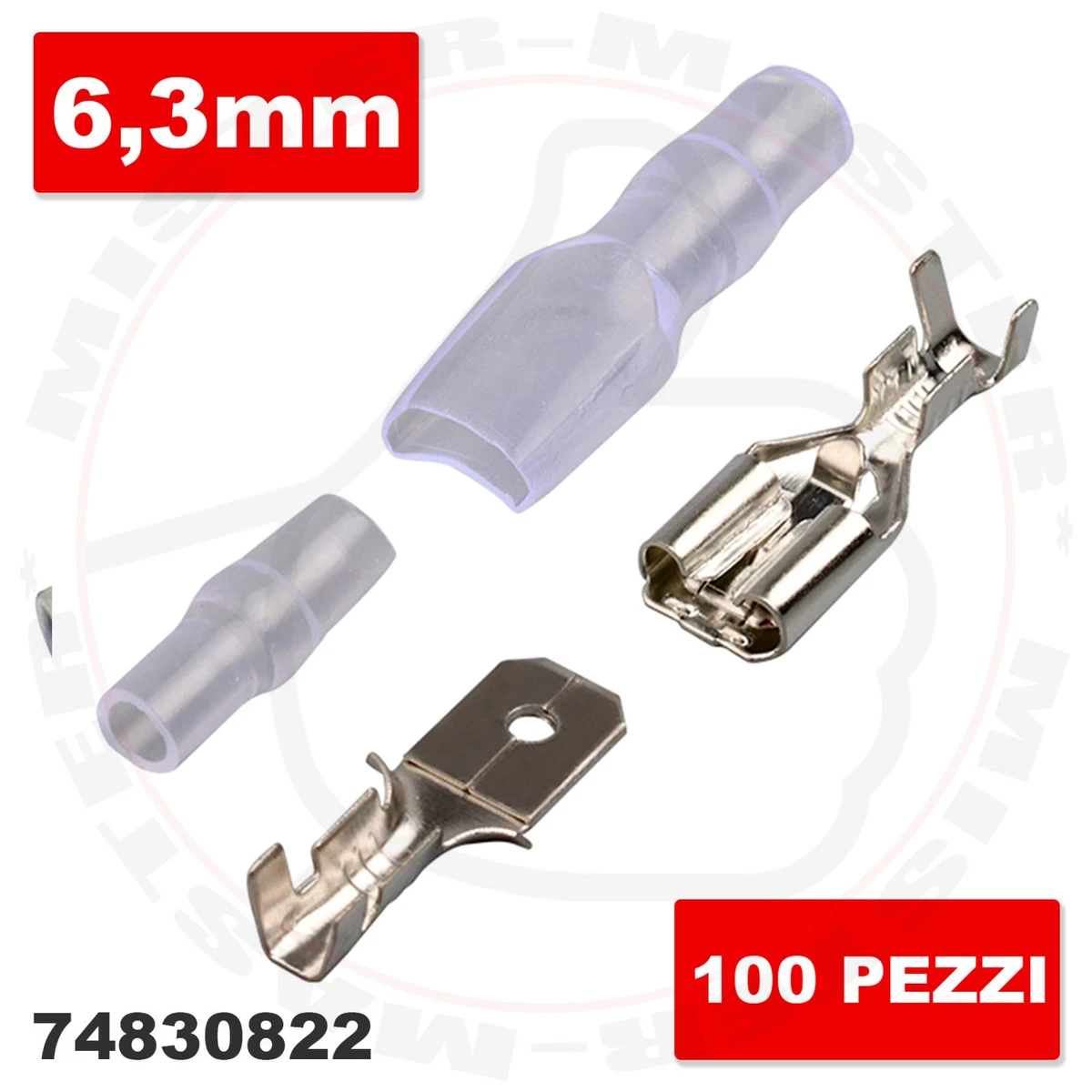 Terminale FASTON 6,3 Mm Femmina (piggyback) Isolato Rosso (100 Unità - Foto 10