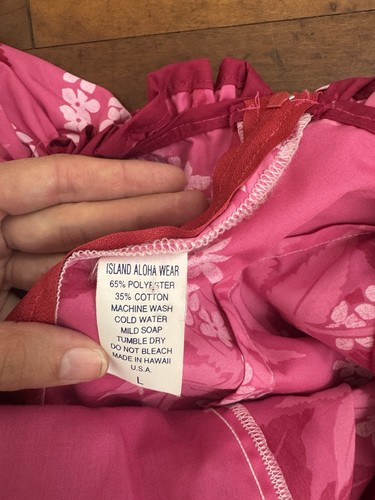Vintage Island Aloha Wear Pink Mermaid Style Hawaiian Dress Size Large Floral - Picture 16 of 16