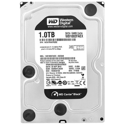Western Digital Black 1TB WD1002FAEX 64MB Sata III 7200 RPM 3.5'' Zoll