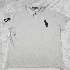 Polo Ralph Lauren Polo Shirt Mens XL Gray Custom Slim Fit Big Pony Embroidered