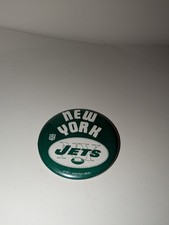 Vtg 1970's New York Jets NFL Football 3 1/2  Pinback Button W/ Standon Back Rare