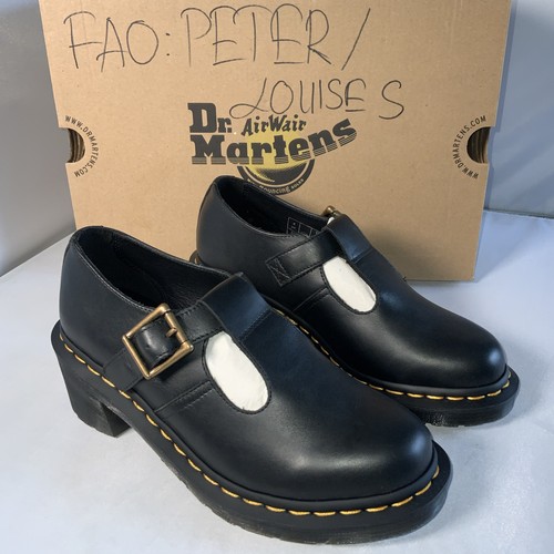 Dr. Martens Sophia Mary Jane Schuhe schwarz Lederriemen klobiger Absatz UK Größe 4