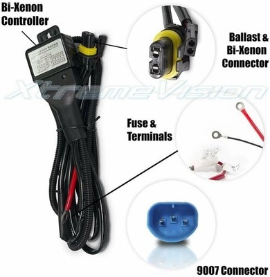 XtremeVision 9007 Hi/Lo Bi-Xenon Controller HID Relay Wiring Harness 12V 35W/55W