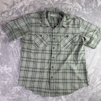 Orvis Button Up Shirt Men s XL Green Short Sleeve Two Pockets Outdoor Hike