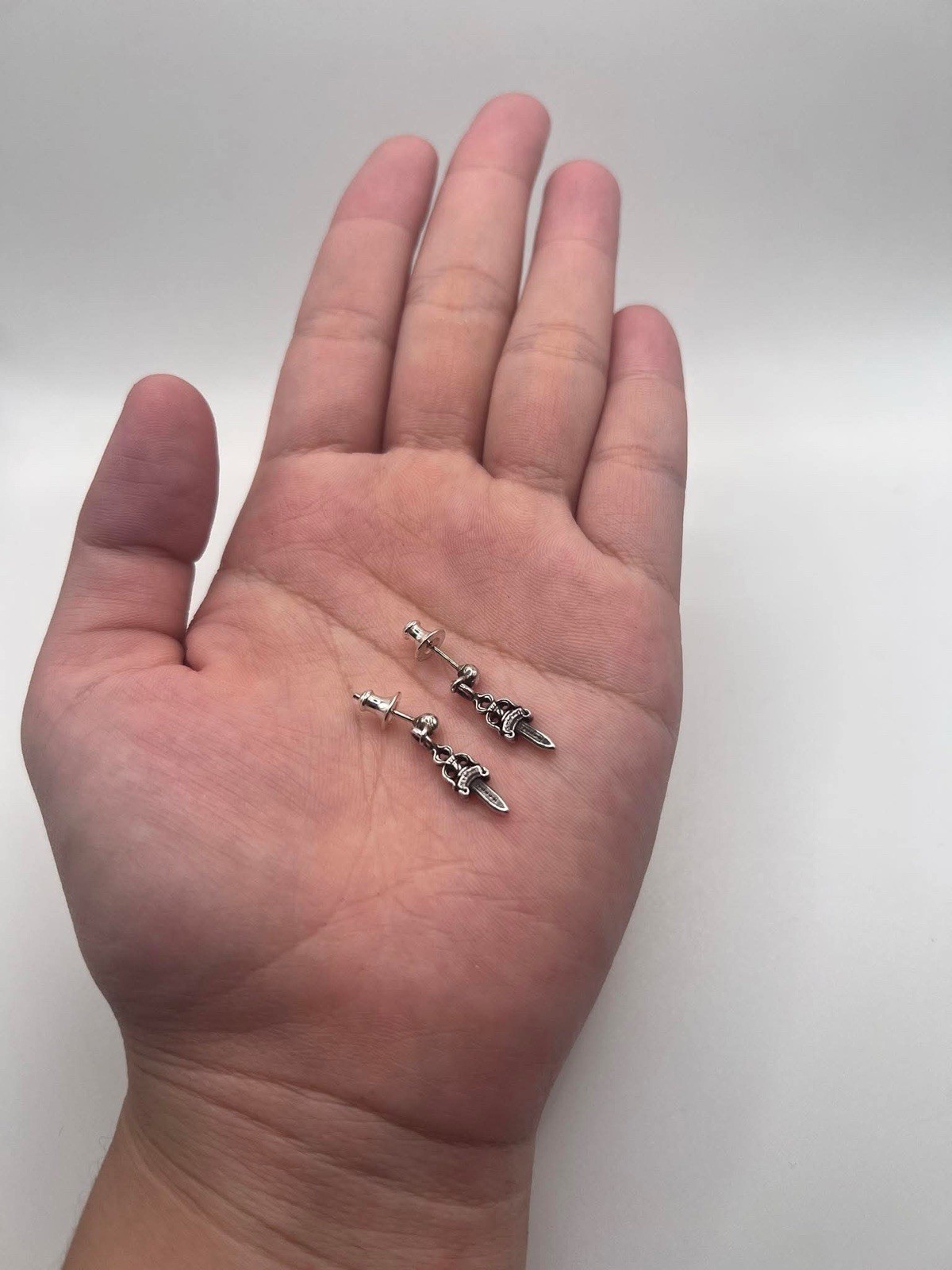 Chrome Hearts Tiny Dagger Drop Earrings Pair 100%… - image 1