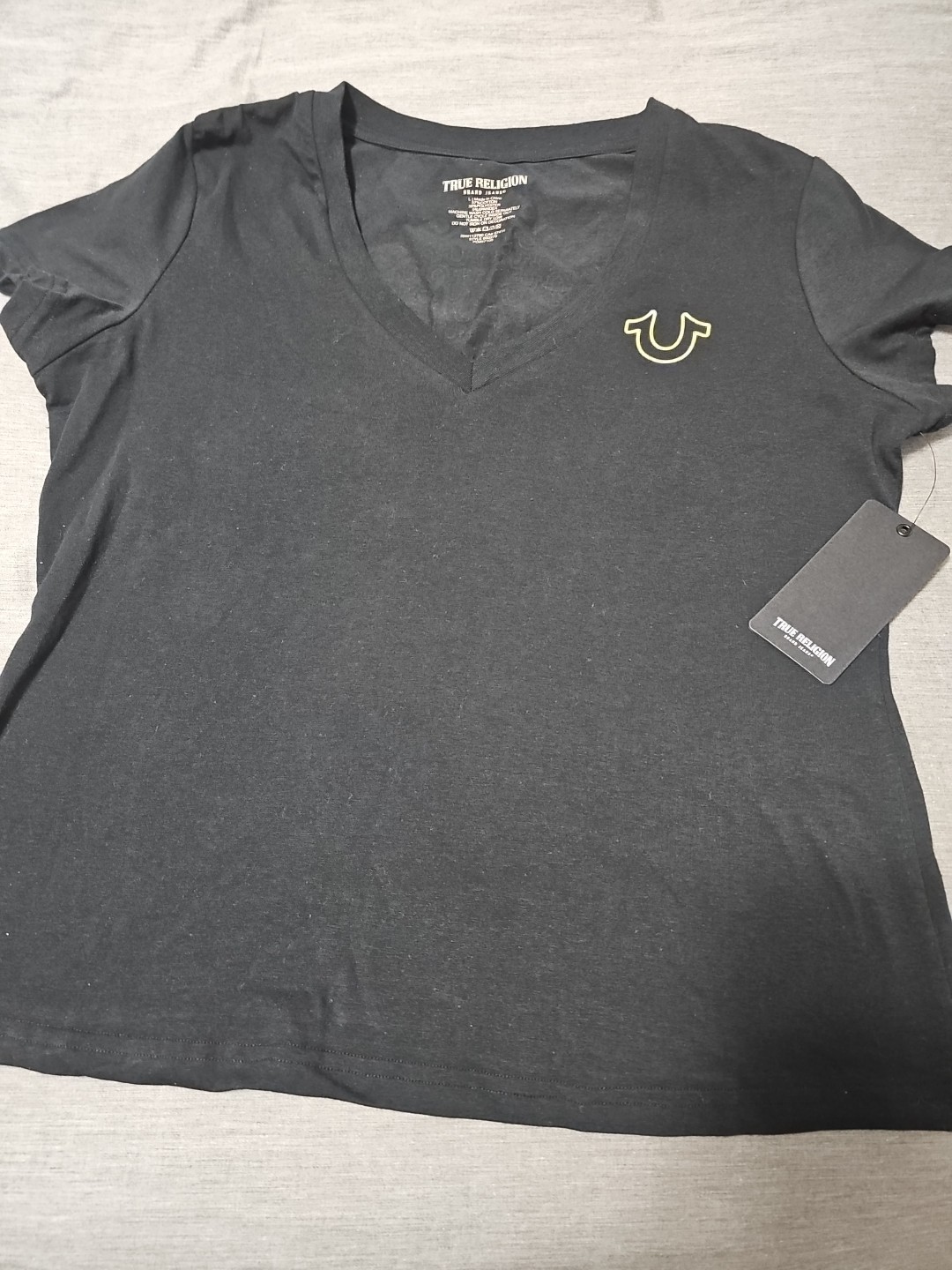 True Religion Womens Blackout Logo Tee Size L