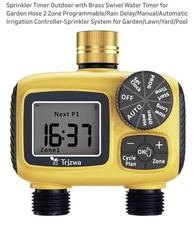 TRJZWA Sprinkler Timer Outdoor with Brass Swivel Water Timer for Garden Hose