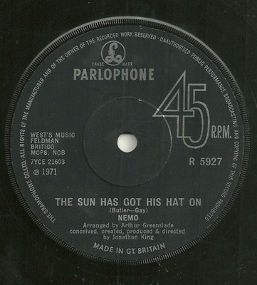Nemo - Sun Has Got His Hat On / Bernie's Song - Used Vinyl Record 7 - J5783z