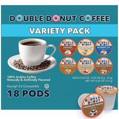 Double Donut Flavored Coffee Variety Pack Includes Hazelnut Caramel Chocolate...