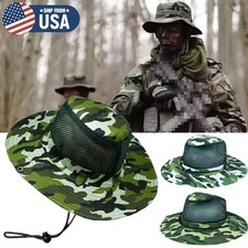 Tactical Boonie Hat Military Camo Camouflage Mesh Bucket Hats Wide Brim Sun Cap