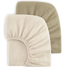 Muslin Crib Sheets 100 Cotton Baby Crib Sheets Fitted for Standard Crib Matt...