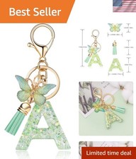 Fashion Alphabet Initial Letter Keychain Tassel Butterfly Pendant Key Ring fo...
