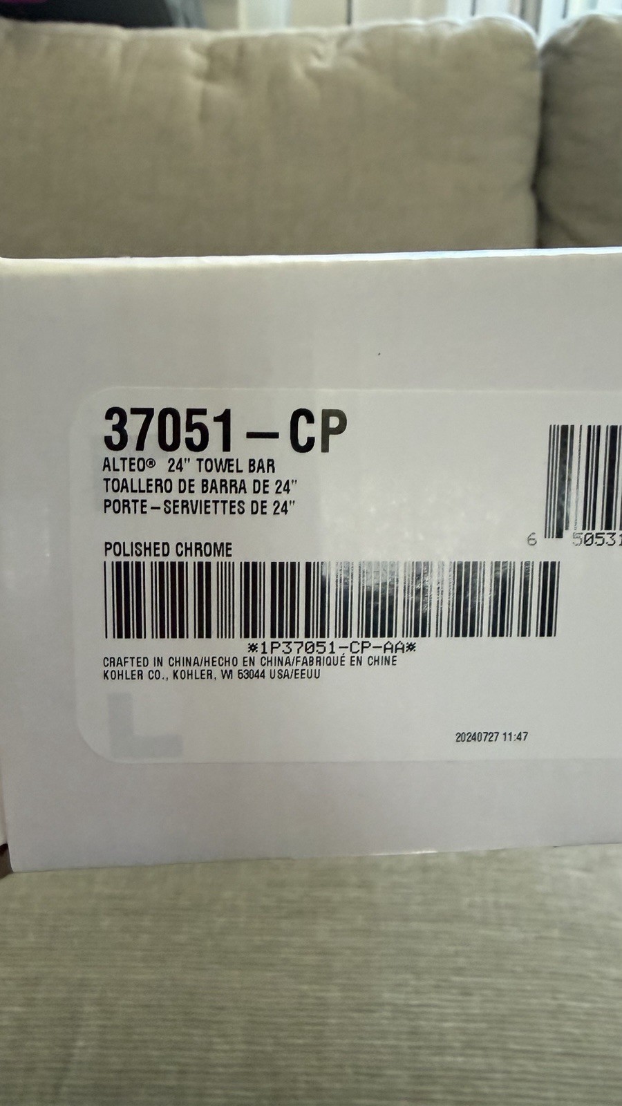 Kohler 37051-CP Alteo 24in Towel Bar Polished Chrome
