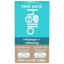 hello Antiplaque Toothpaste, Peppermint, 5oz/2pk, Fluoride-Free