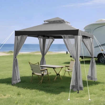#ad Sunjoy 8 x 8 ft. Soft Top Gazebo Outdoor Patio Backyard Modern 2 Tier Steel ... $174.79