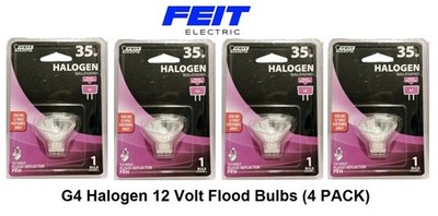Halogen 35 Watt G4 Flood Reflector Bulbs Feit Electric (4 PACK) NEW
