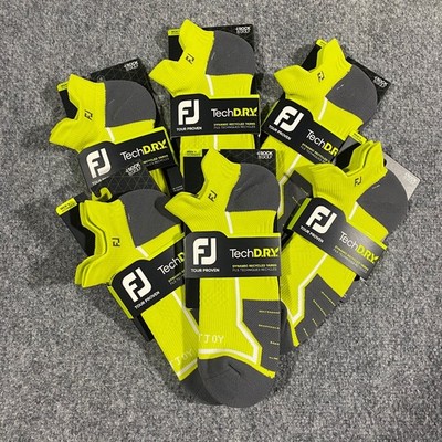 6 Pairs FootJoy Tech D.R.Y. Roll Tab Golf Socks Mens US 7-12 Green Compression