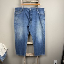 Vintage 90s Levi 501xx Button Fly Blue Denim Jeans size 44x27