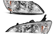 Headlight Assembly Compatible with 2004 2005 Civic Headlamps Chrome Housing