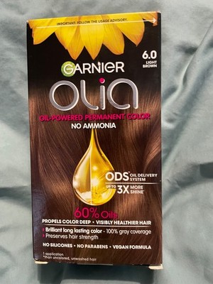 Garnier Olia AmmoniaFree Permanent Hair Color # 6.0 Light Brown NEW