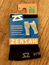 Zensah Black Compression Leg Calf Sleeves Unisex L/XL Made in USA