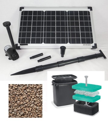 20 W SOLAR TEICH PUMPE TAUCHPUMPE GARTEN SPRINGBRUNNEN BACHLAUF FILTER MATERIAL 