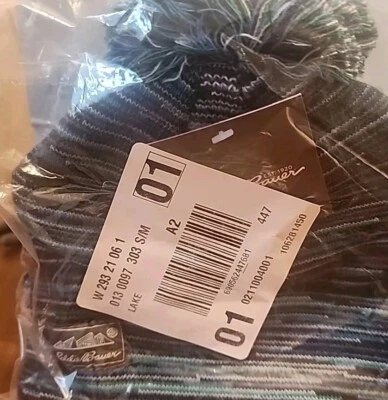 NEW! Eddie Bauer Beanie Pom Hat - Blue Stripes - S/M - FREE SHIP!