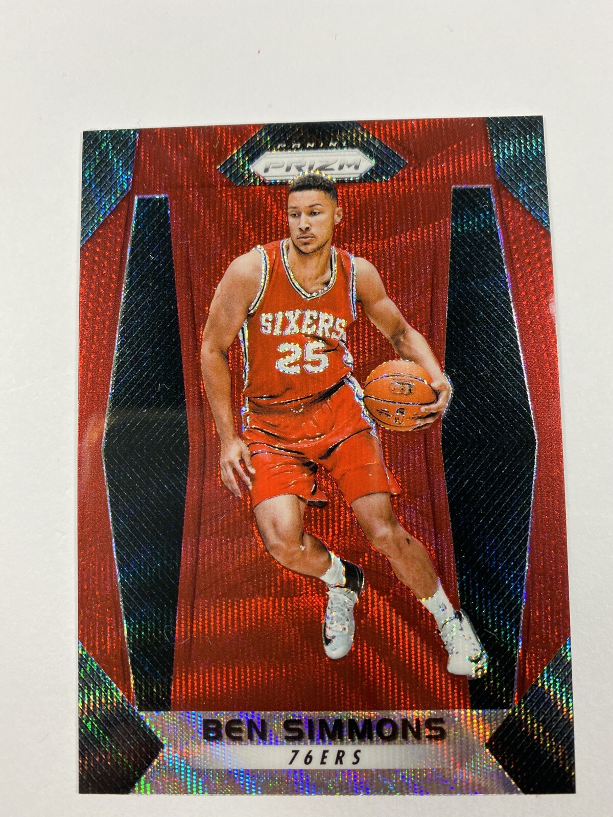 2017-18 Panini Prizm Red Ruby Wave Ben Simmons #9 SP 76ers
