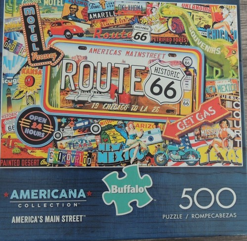 Rt 66 , America's Main Street, Buffalo, Americana, 500 pcs, Preowned, Complete