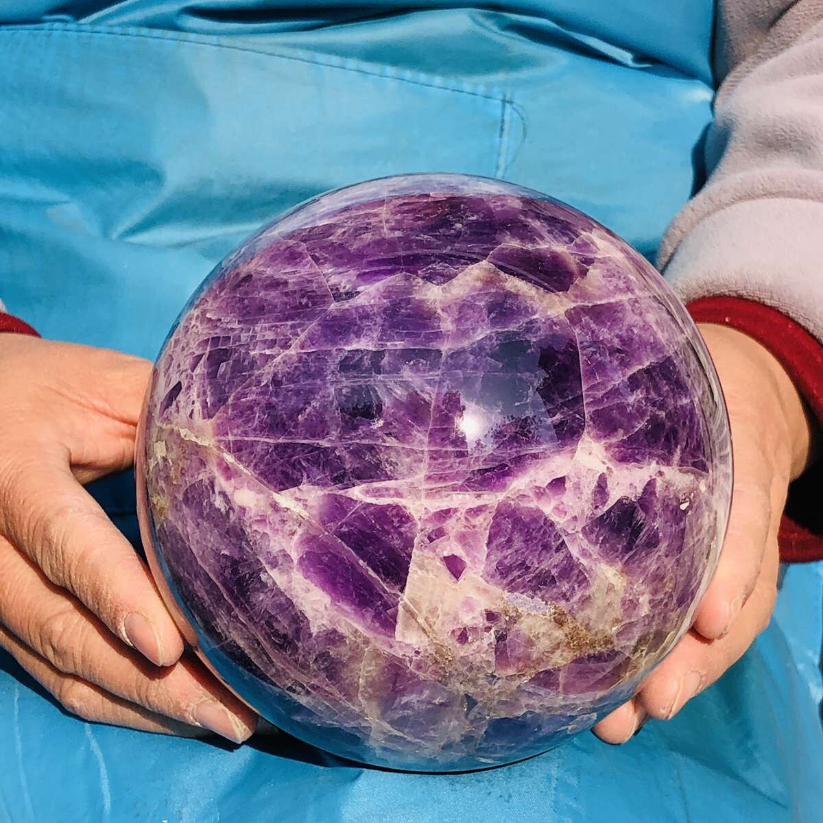 2960G Natural Beautiful Dream Amethyst Quartz Crystal Sphere Ball Healing 3320