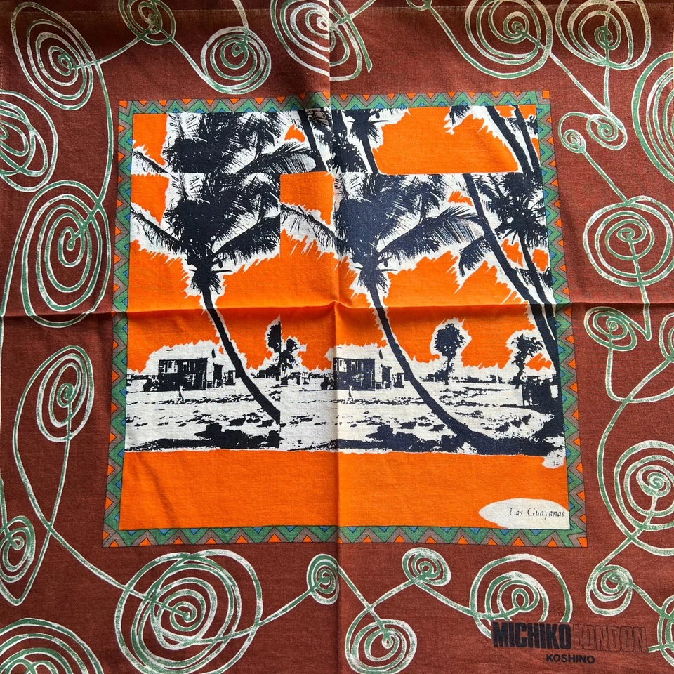 PAÑUELO HOMBRE VINTAGE JAPÓN VACACIONES BOLSILLO CUADRADO ALGODÓN 20" A1054 Foto 2 de 3