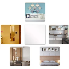 16PCS Mirror Tile Wall Stickers Mosaic Self Adhesive Bathroom Decor Back Square