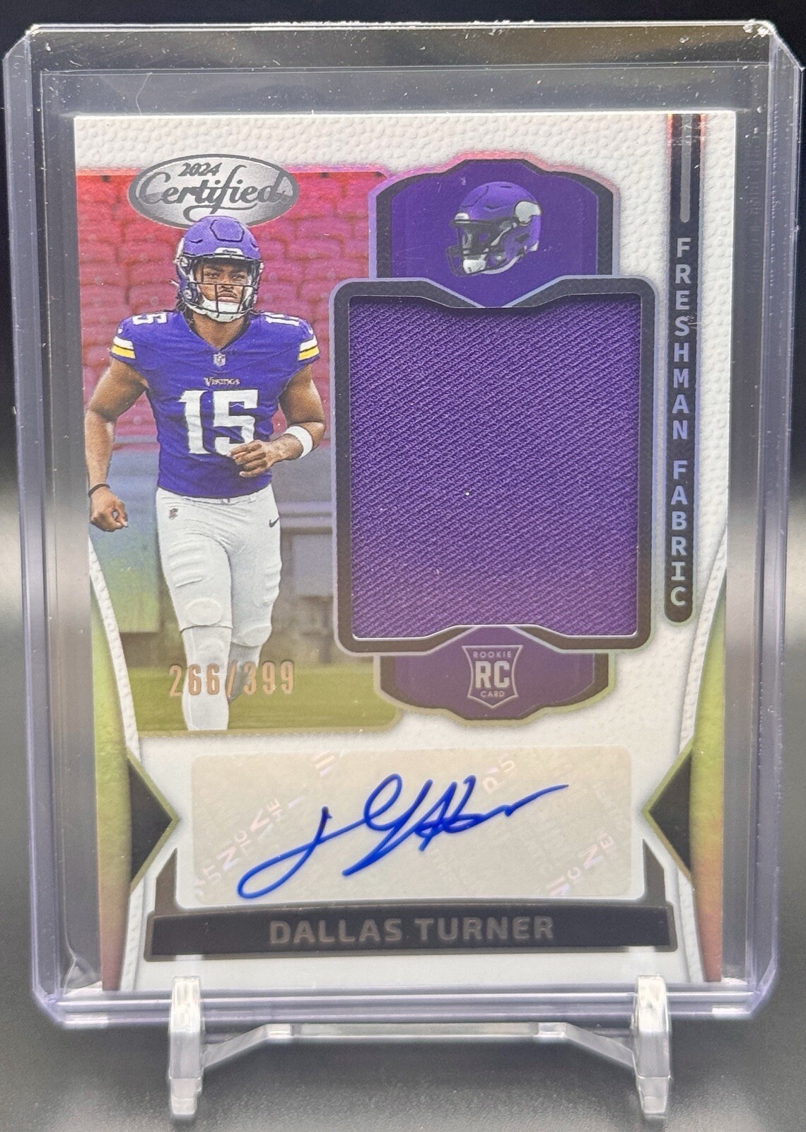 DALLAS TURNER RPA 2024 Panini Certified Freshman Fabric Rookie Patch Auto /399