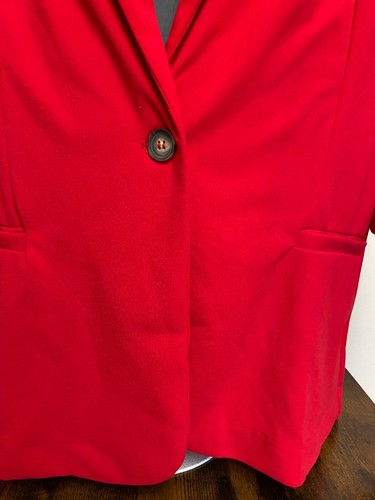 Ny Collection Women's Red 3/4 Sleeve Scuba Collar Crepe Blazer Size 1X NWT - Picture 2 of 4