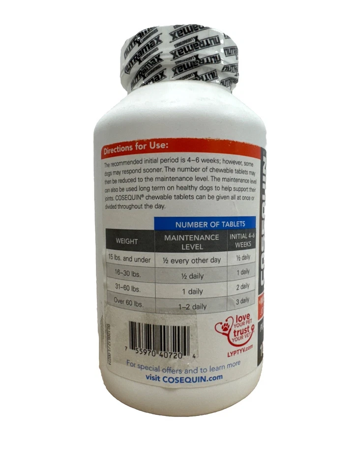 Cosequin DS Plus MSM suplemento de salud articular para perros - 180 comprimidos masticables Foto 3 de 3