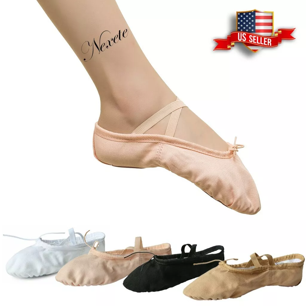 sin embargo zona para castigar Nexete Ballet Dance Slipper Split-Sole Canvas Shoes For Toddler Girl &amp;  Adult | eBay