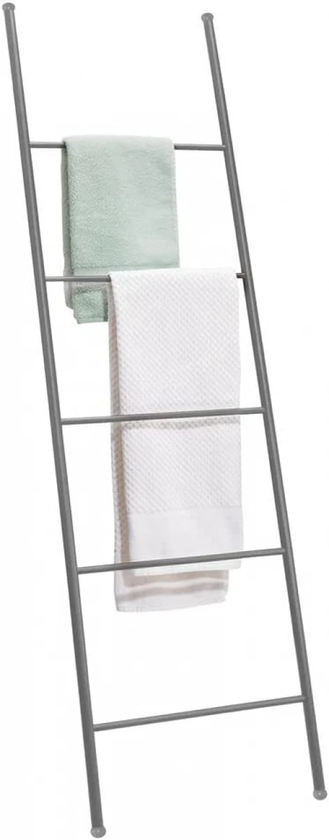 mDesign Metal Free Standing Bath Towel Blanket Ladder Storage Graphite Gray