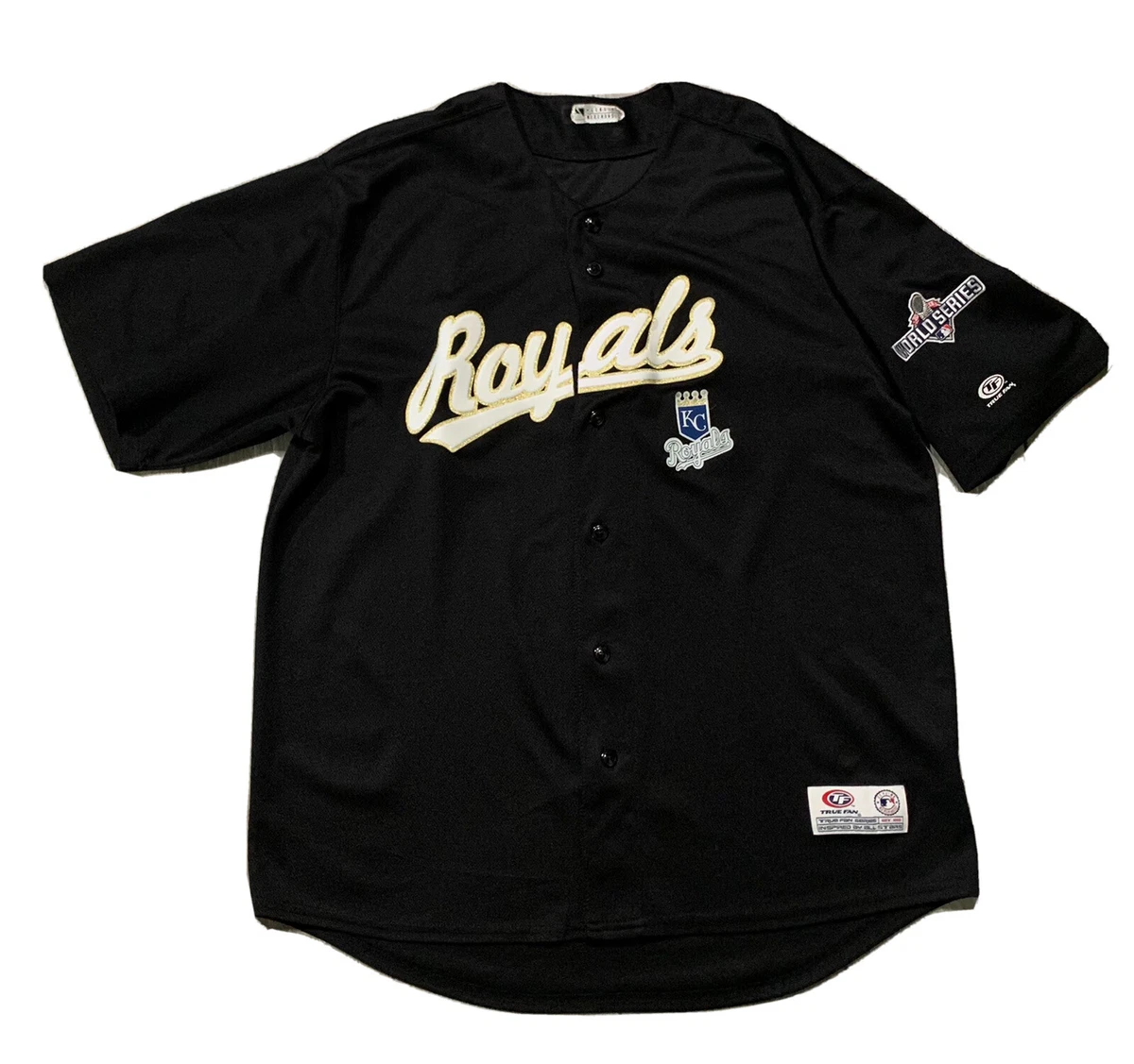 SMALL FLAW Kansas City Royals True Fan Mens Jersey Black Size Large World  Series